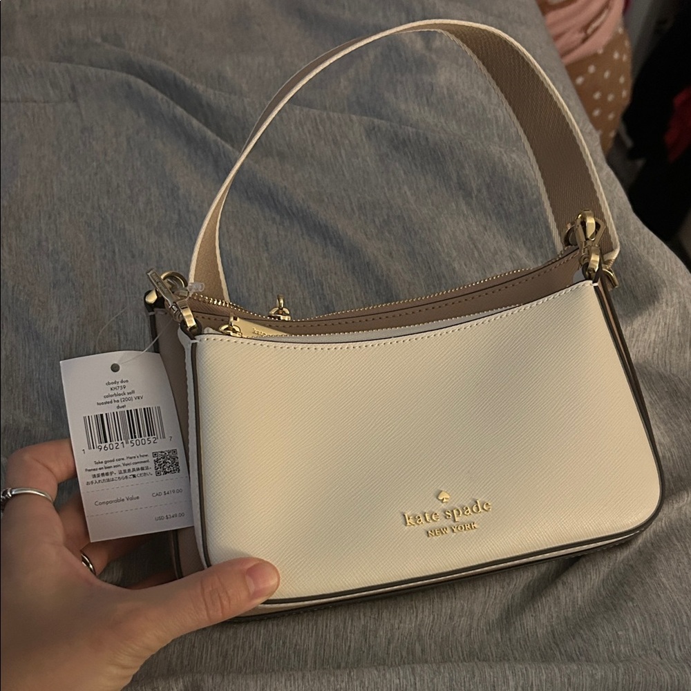 Kate Spade White and Brown Shoulder Bag